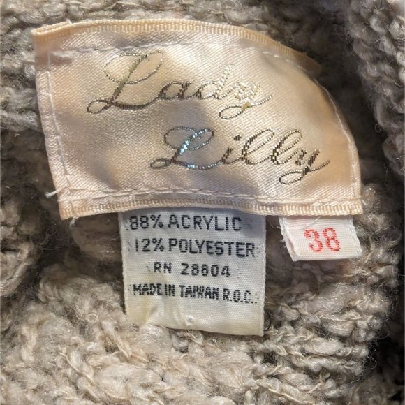 Lady Lilly Vintage cowl neck‎ gray, blue, beige unique women's sweater 38 sz M - Picture 9 of 12